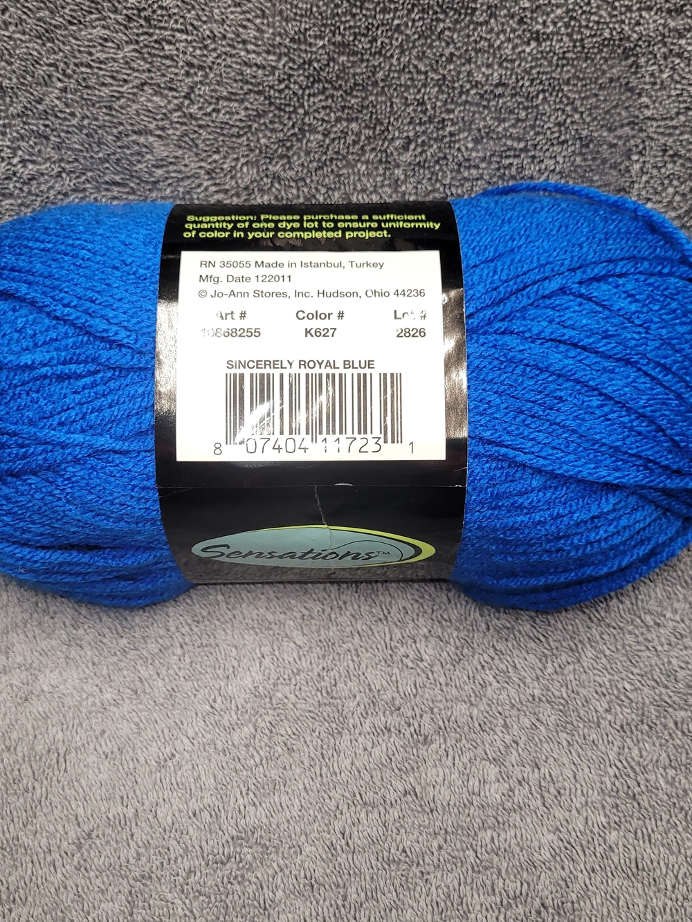 Sensation- Yarn in Bright Royal Blue. 7 oz. 100% acrylic. Knitting & Crochet - Picture 7 of 7